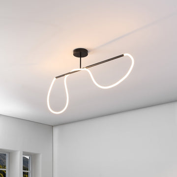 Alessio Contemporary Minimalist 360 Adjustable Silicone Neon Rope Dimmable Linear Integrated LED Flush Mount
